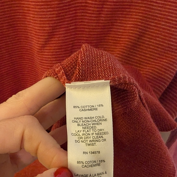 Vineyard Vines Cashmere Blend Thaxter Quarter Zip Striped Rust Color Sweater - Picture 6 of 8